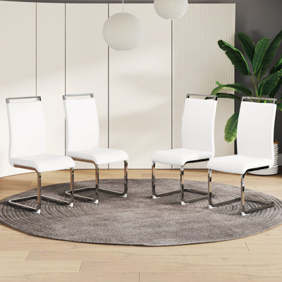 Modern Premium Breathable Top Leather Dining and Conference Chairs with C-shaped Tube Metal Legs