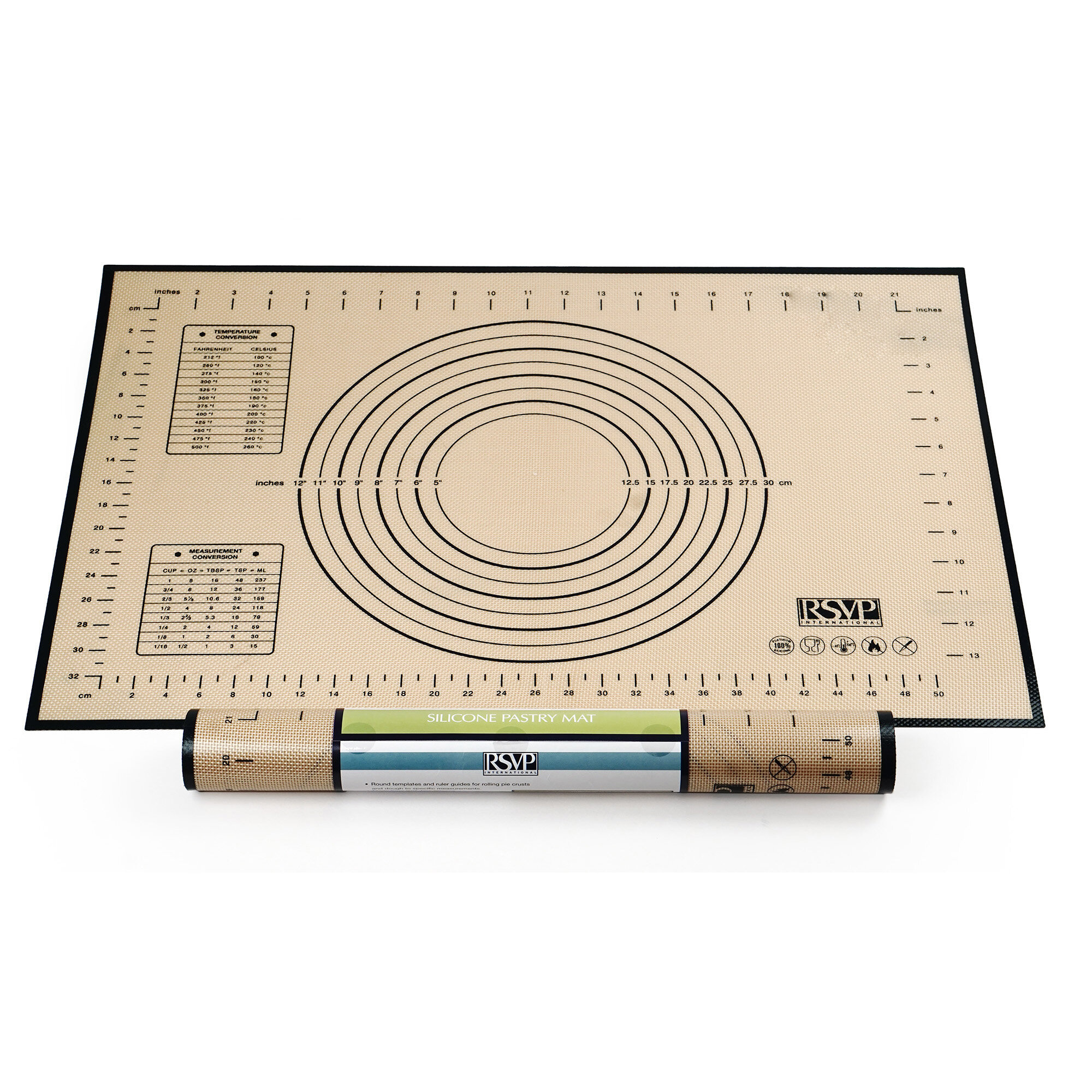 Tovolo Pro-Grade Sil Pastry Mat with Reference Marks for Baking