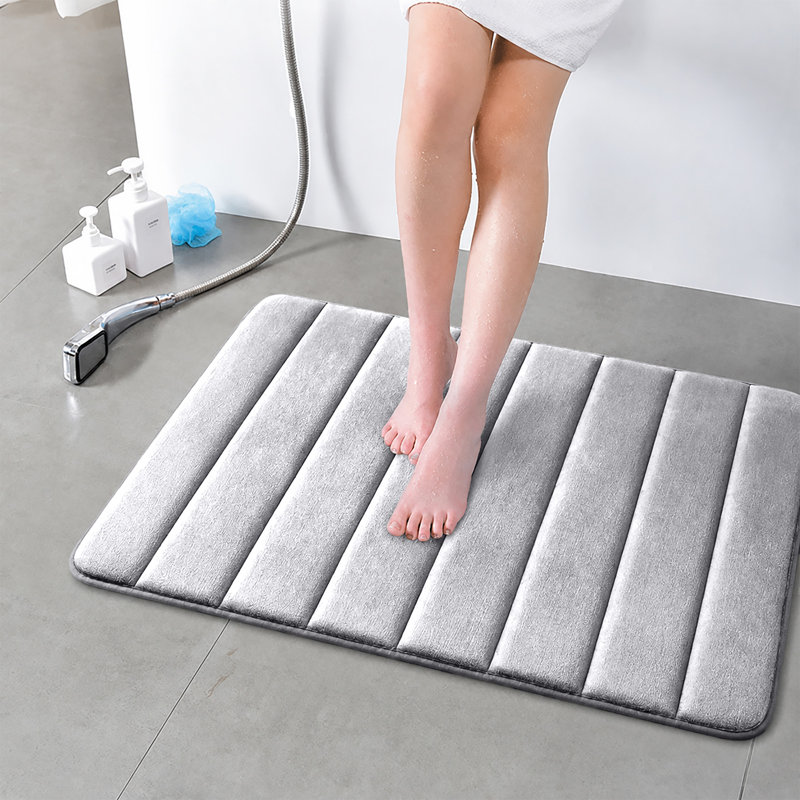 Nequan Memory Foam Non-Slip Bath Mat, 40cm W X 60cm L, Light Grey