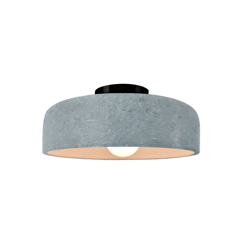Plafonnier semi-encastré en céramique Radiance - ampoule remplaçable, Noir mat, Béton, H 6 po x l 10 po x P 10 po