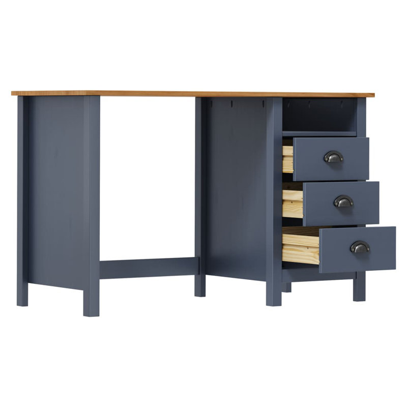 Michaelis Desk Hill With 3 Drawers, Grey