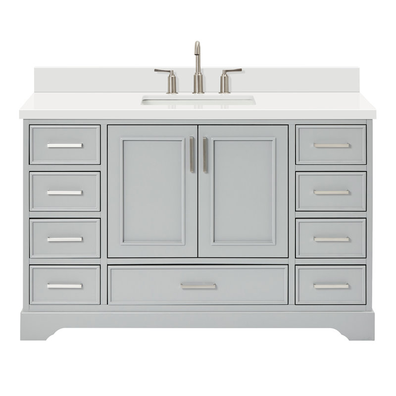 Meuble-lavabo simple avec plateau Abshire 61, Gris, 55"