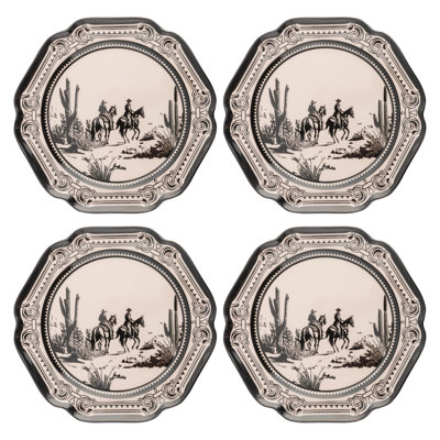 Ensemble de 4 assiettes à salade en mélamine style gothique Cowboy