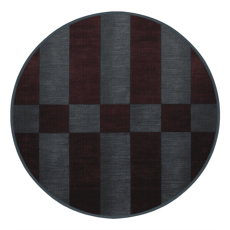 Machine Washable Checkered Black Area Rug, Round 7'