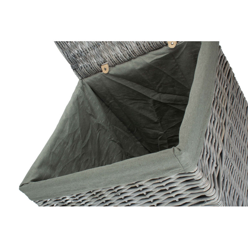 Wicker Laundry Basket with Lining, 61cm H x 46cm W x 46cm D