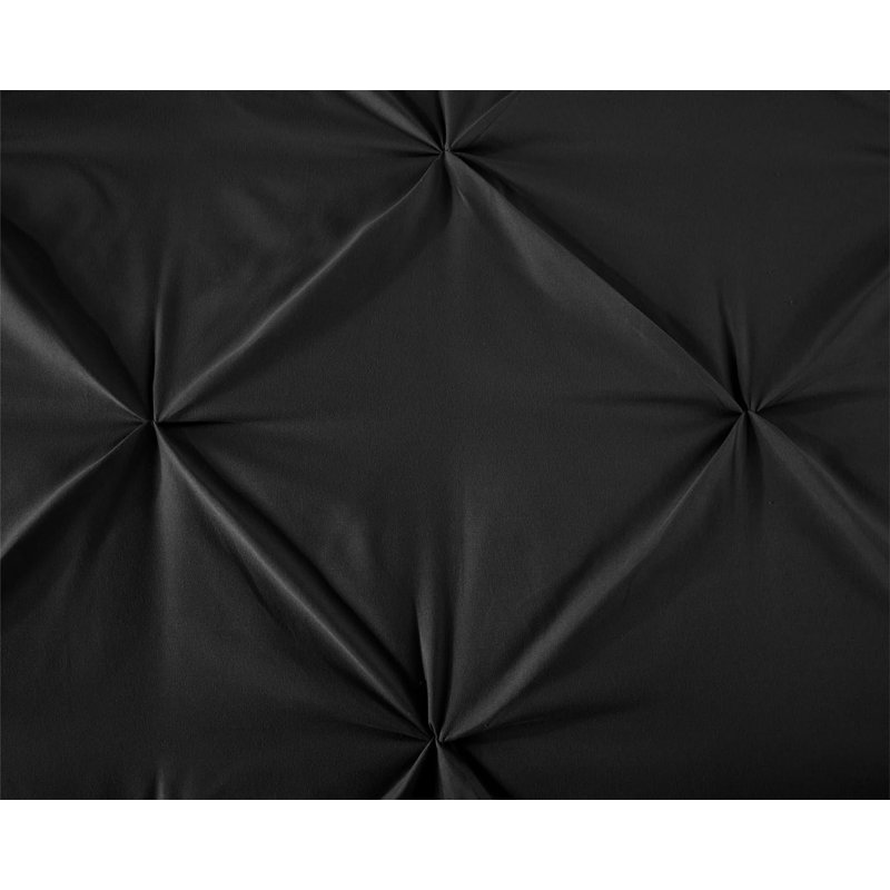 Berlin Pintuck Microfiber 3-Piece Comforter Set, Black, Queen Comforter + 2 Standard Shams