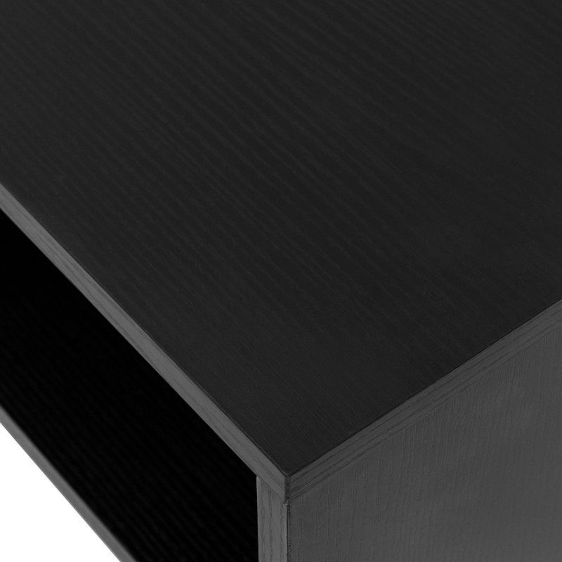 Yves Modern Wall Mounted Floating Computer Table Desk with Storage Shelves, Black