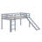 Low Loft Bed With Slide, Ladder, Safety Guardrails-970828599