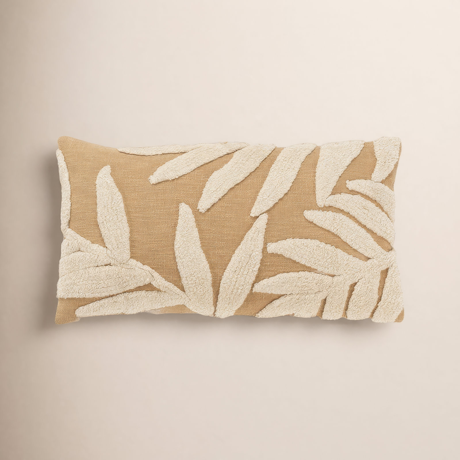 Francie Embroidered Cotton Lumbar Throw Pillow, Gold