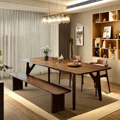 Ash wood dining table all solid wood simple retro