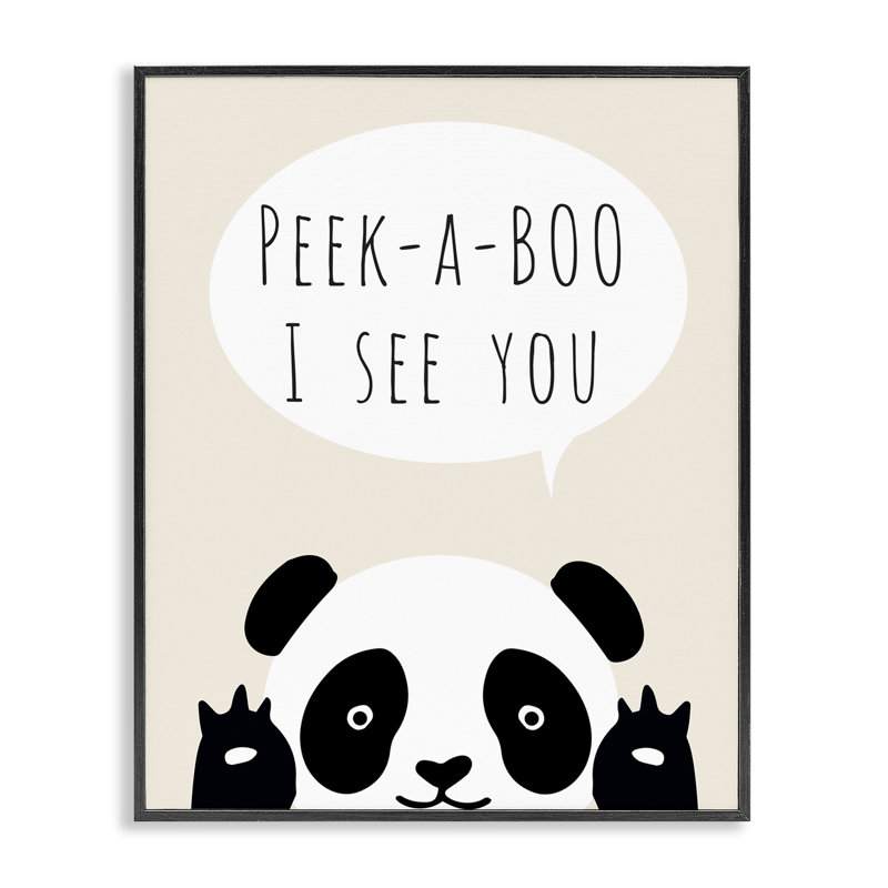 Estampe numérique peek-a-boo, dessin de Chen Alyesh, H 14 po x l 11 po, Giclée encadrée noir minuit