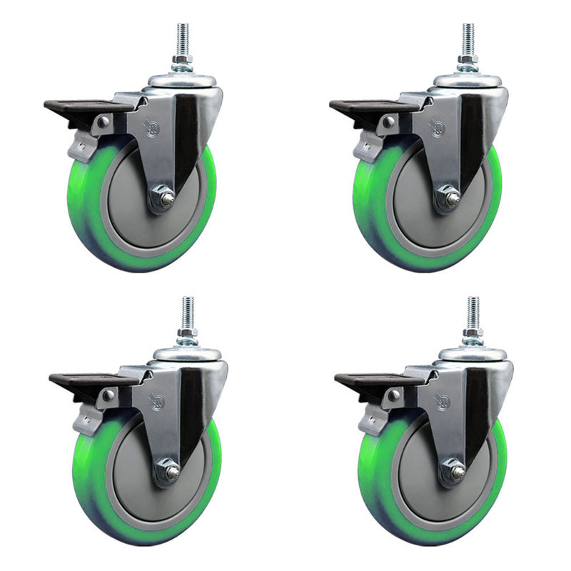 Polyurethane 12MM Threaded Stem Caster with Brake