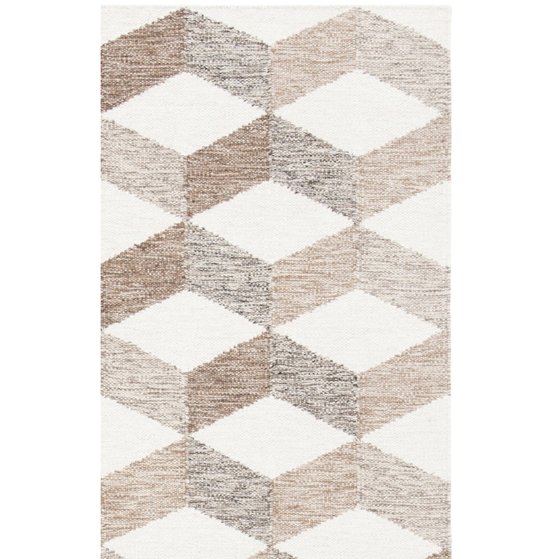 Tapis géométrique en laine et coton à tissage plat Stalder, Rectangle 3 pi x 5 pi