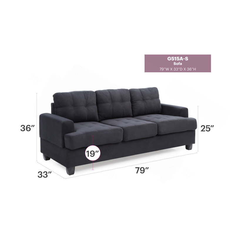 Canapé Glory Furniture Sandridge G515A-S, noir
