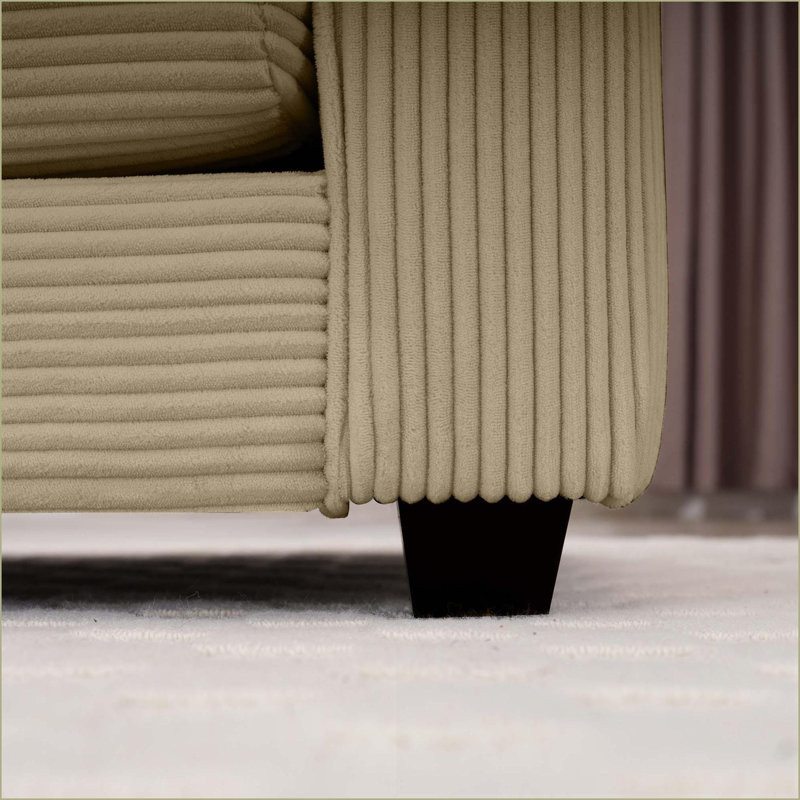 Sofas for Small Spaces, 2-Seater with Ottoman, Classic Modern Tan Corduroy | Tan | Corduroy, Tan Corduroy