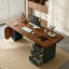 Bureau d'ordinateur 78,74 "gris moderne italien avec concentrateur électrique, tiroirs de rangement et compartiment pour unité centrale, finition noyer-1606768099-1606768110