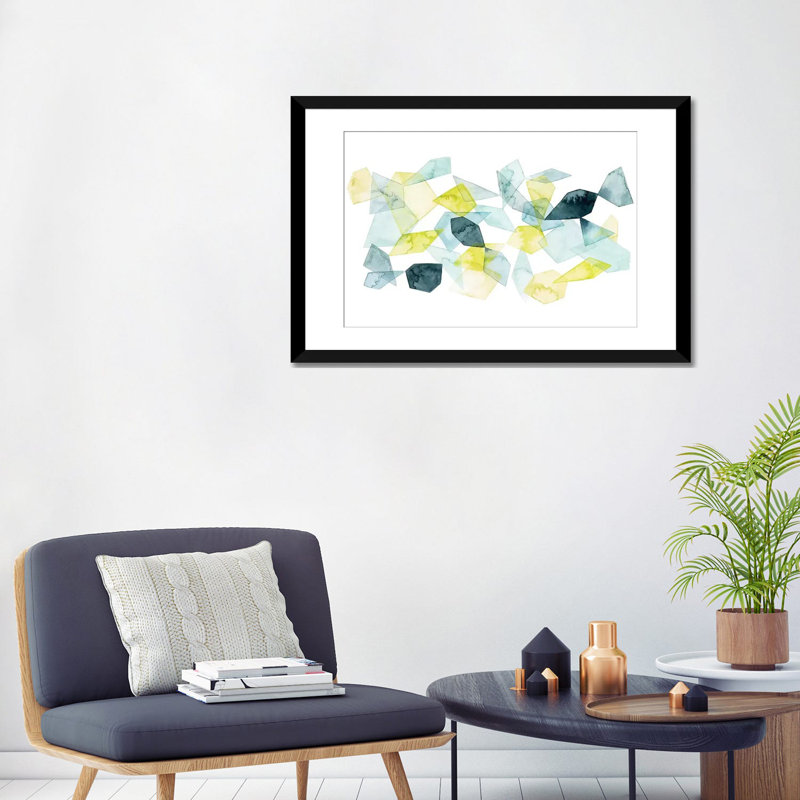 « mer abstract abstract i », impression sur toile, Papier d'art encadré noir, H 16 po x l 24 po x P 1 po, Blanc