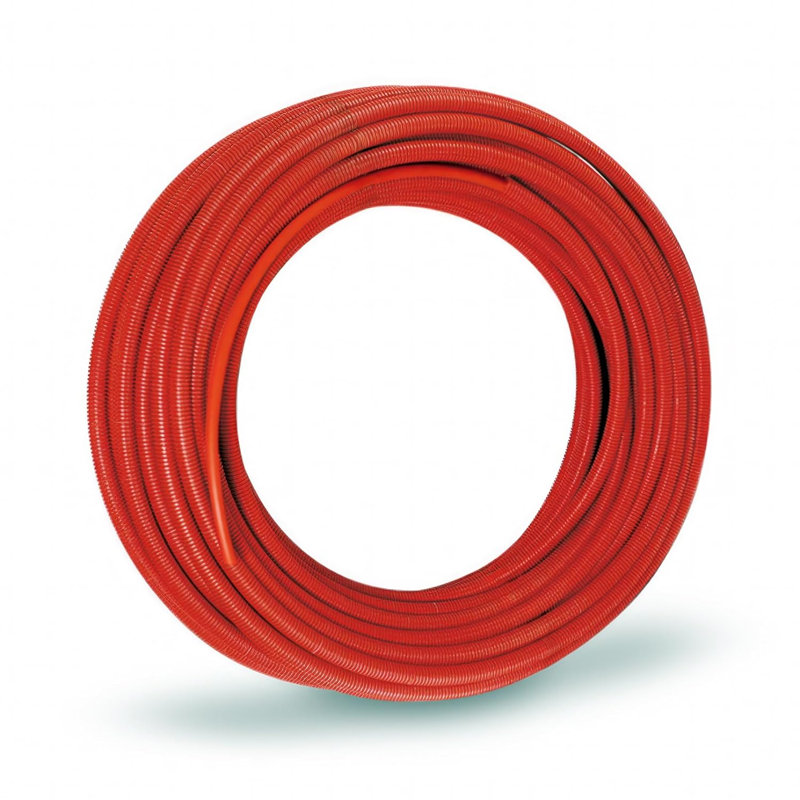 Tuyau PEX-A en PEHD ondulé pré-tissé 1/2 po x 300 pi Tuyau PEX isolé, eau chaude et froide, rouge