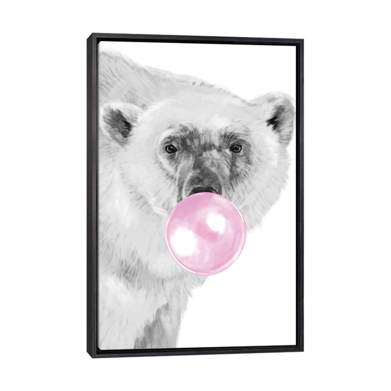«Bubble Gum» par Big Nose Work - impression d'art graphique, H 26 po x l 18 po x 1,5 po, Toile avec cadre noir patiné