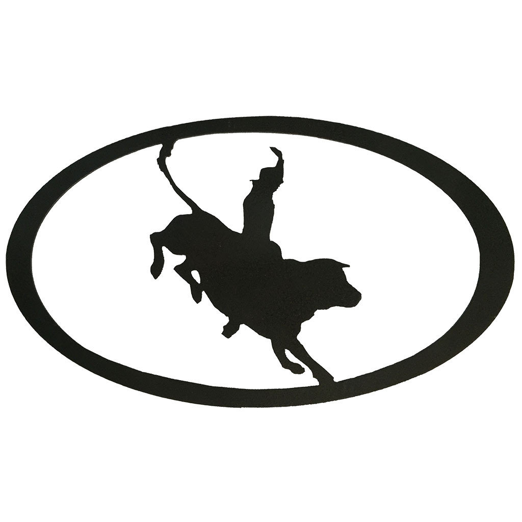 Bullrider Oval Metal Wall Décor Millwood Pines