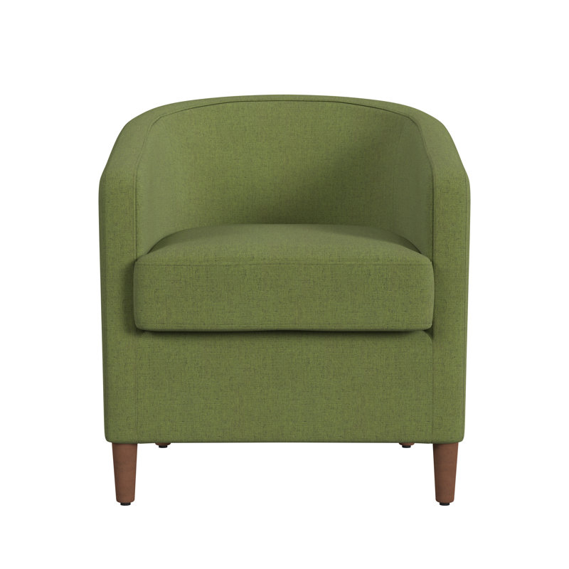 Gela Upholstered Barrel Chair, Polyester vert olive tissé à 100%