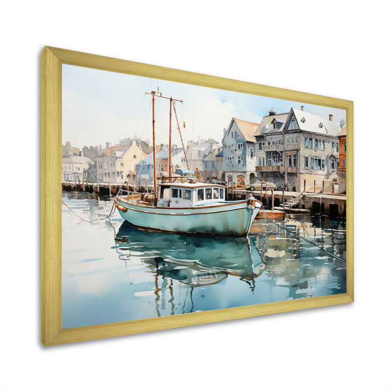 Impression sur toile, "Port Reflection", H 34 po x l 44 po x P 1,5 po, Cadre doré