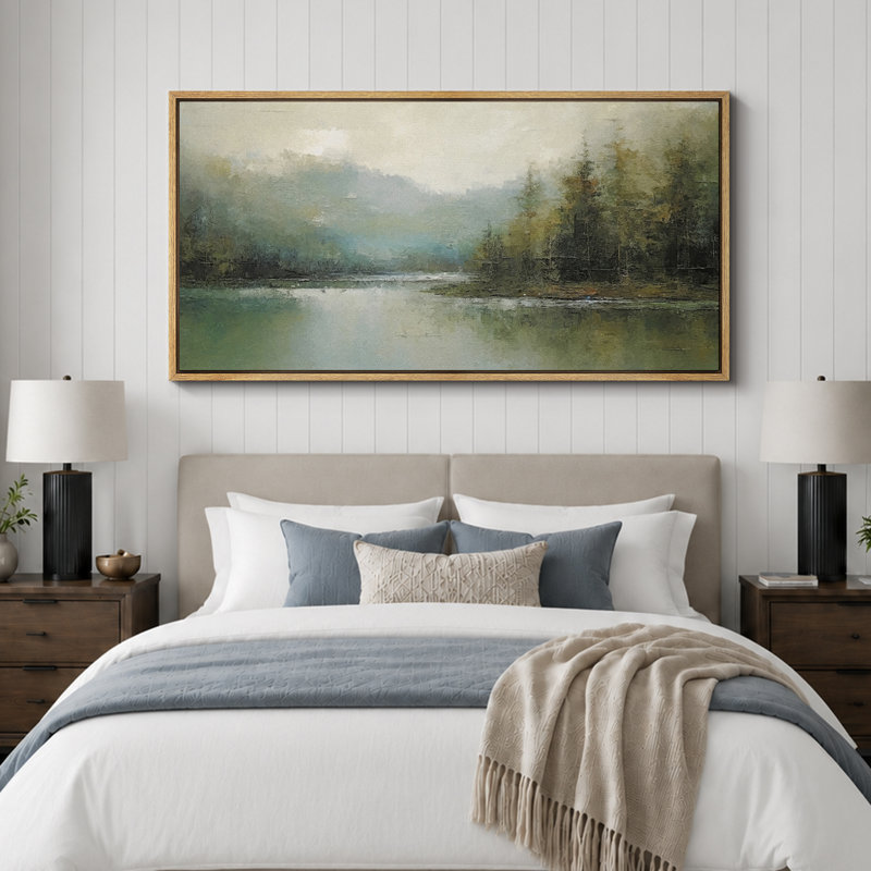 Tranquil River Andest, reproduction encadrée, H 30 po x l 60 po x P 1,5 po, Naturel