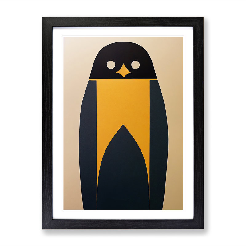 Penguin Abstract Art No.5 - Wall Art, White, Black Frame, 64cm H x 46cm W