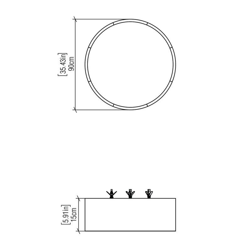 Cilíndrica 1 - Light LED Flush Mount, 5.85" H x 35.1" W x 35.1" D, Sand