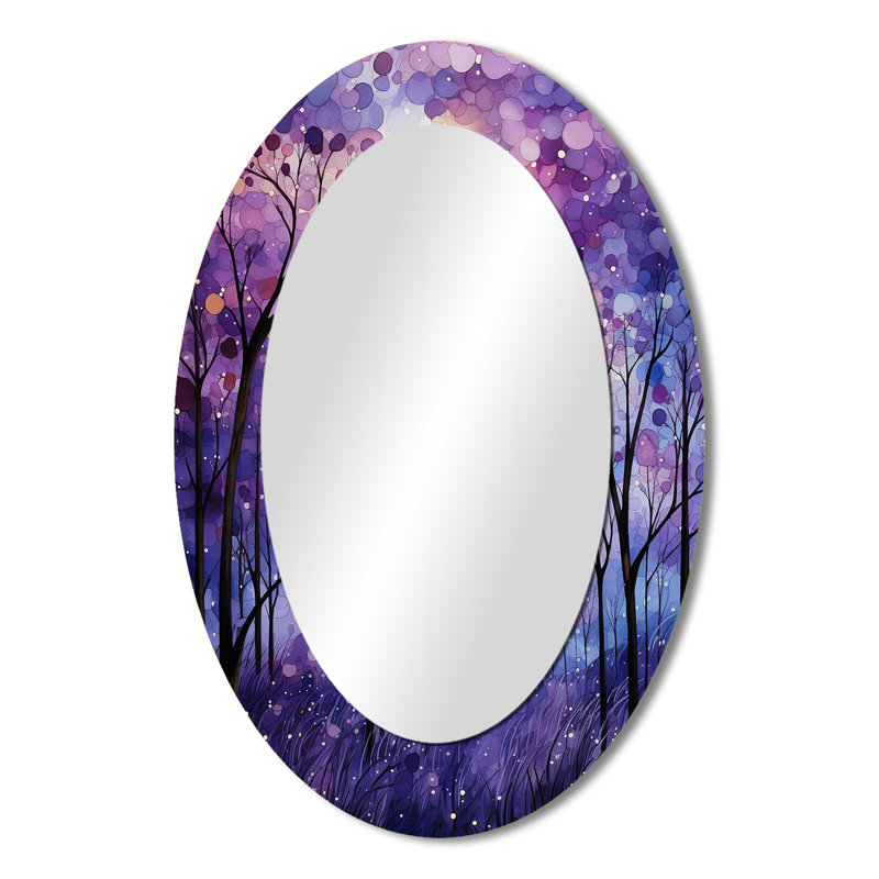 Violet Serenade - Miroir mural ovale moderne mauve, 36 po x 24 po