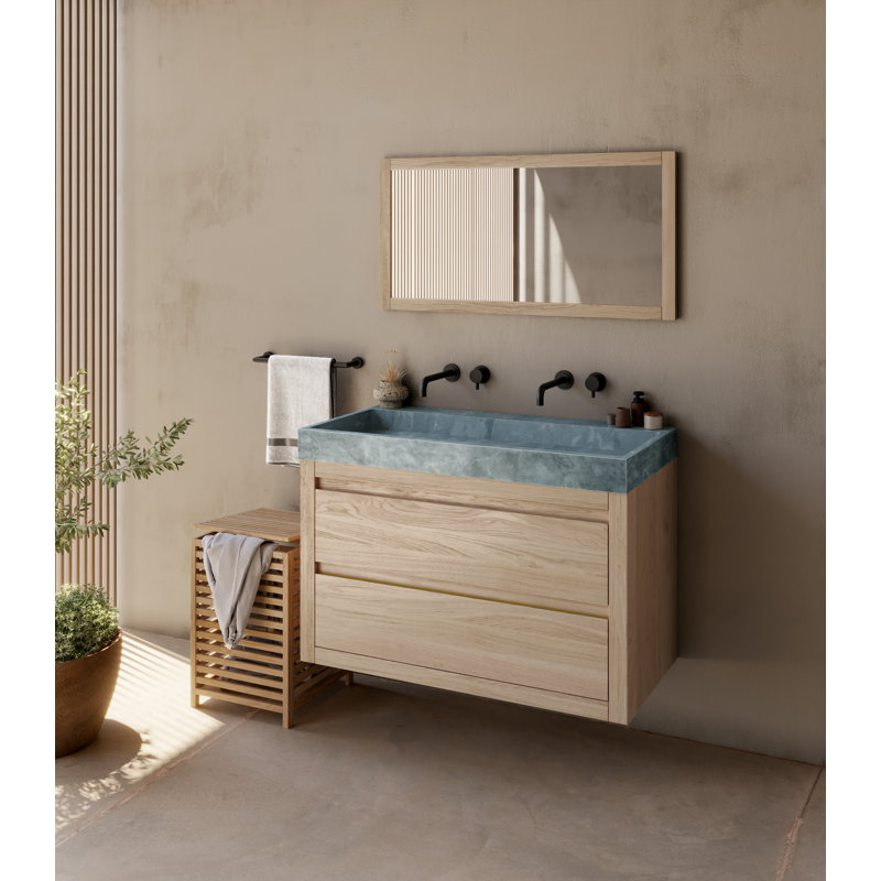 Damaria Wood Wall Mirror, 80cm H x 100cm W, Brown