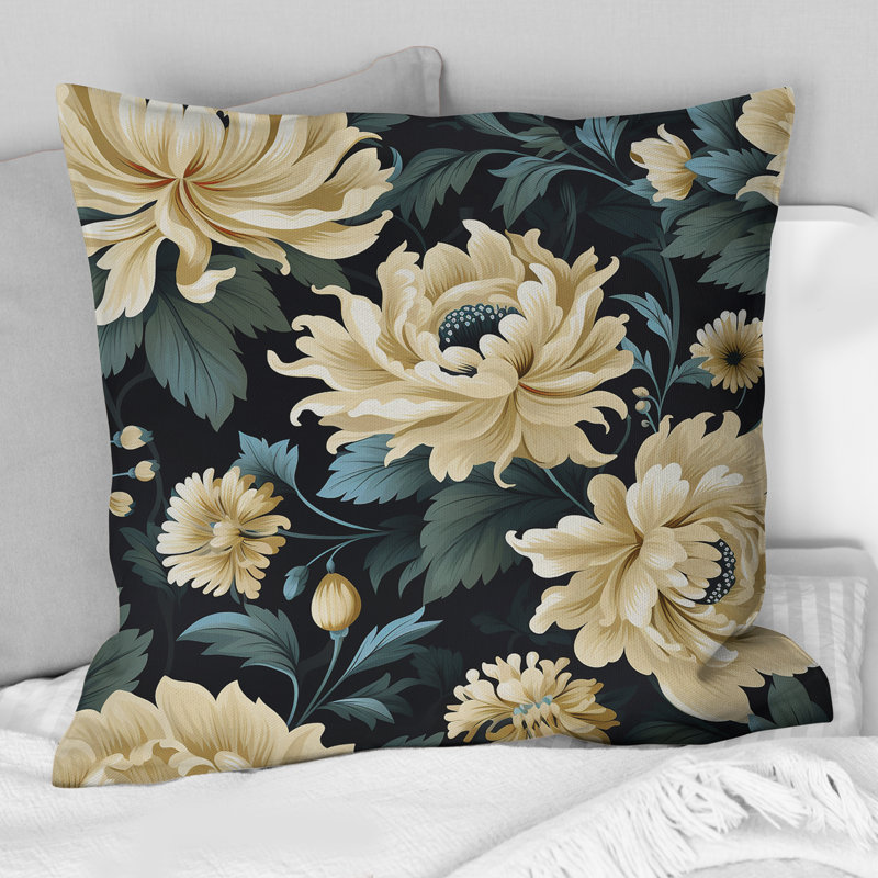 Coussin décoratif damassé beige foncé foncé, H 18 po x l 18 po
