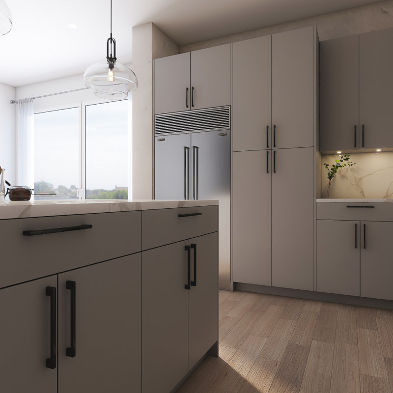 Radiance Matte Gray Slab Style Base Kitchen Cabinet End Panel (30 in W x 0.75 in D x 24 in H)