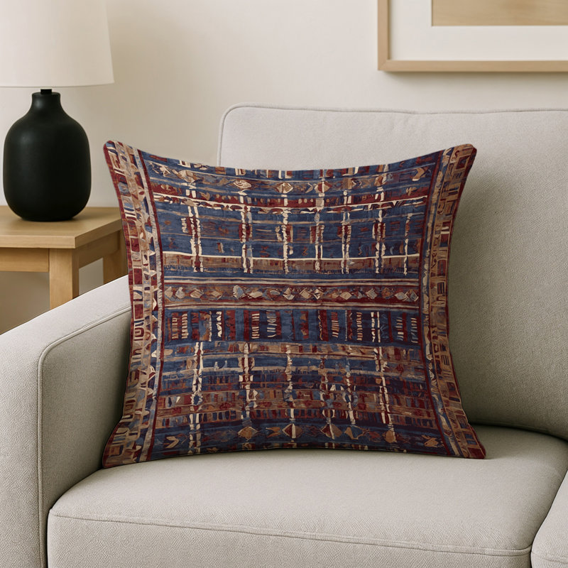 Coussin décoratif intérieur et extérieur Modern, Noir oriental 1, Carré 16 po