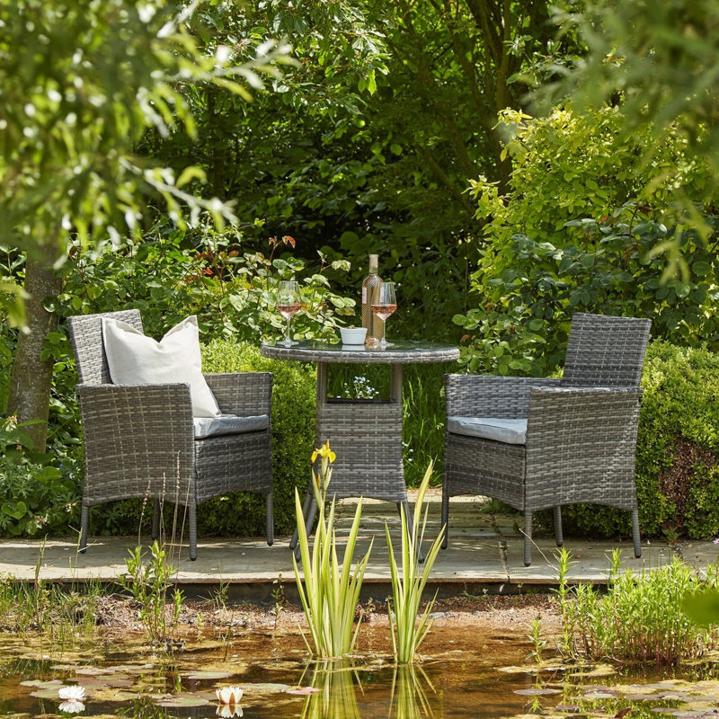 Dubose Wicker Patio Dining Set with, Grey