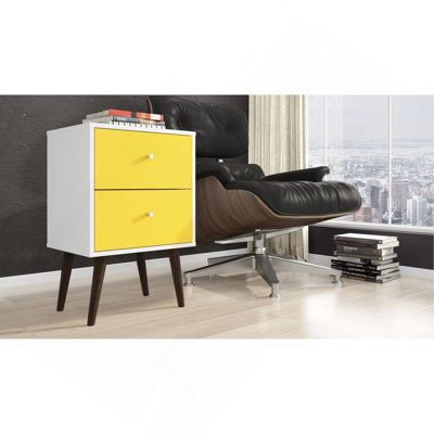 Table de chevet blanche et jaune