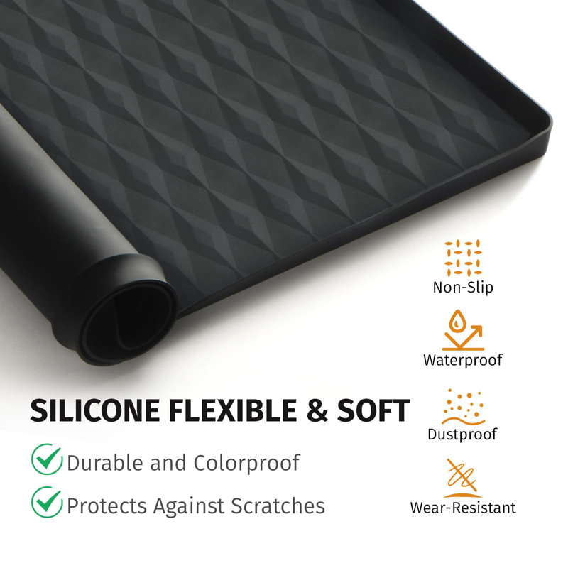 Protecteur de dessus de laveuse et de sécheuse 2 pièces, tapis de couverture en silicone de 25,6 po x 23,6 po pour dessus de laveuse et de sécheuse, tapis antidérapant imperméable à l'eau et à la poussière