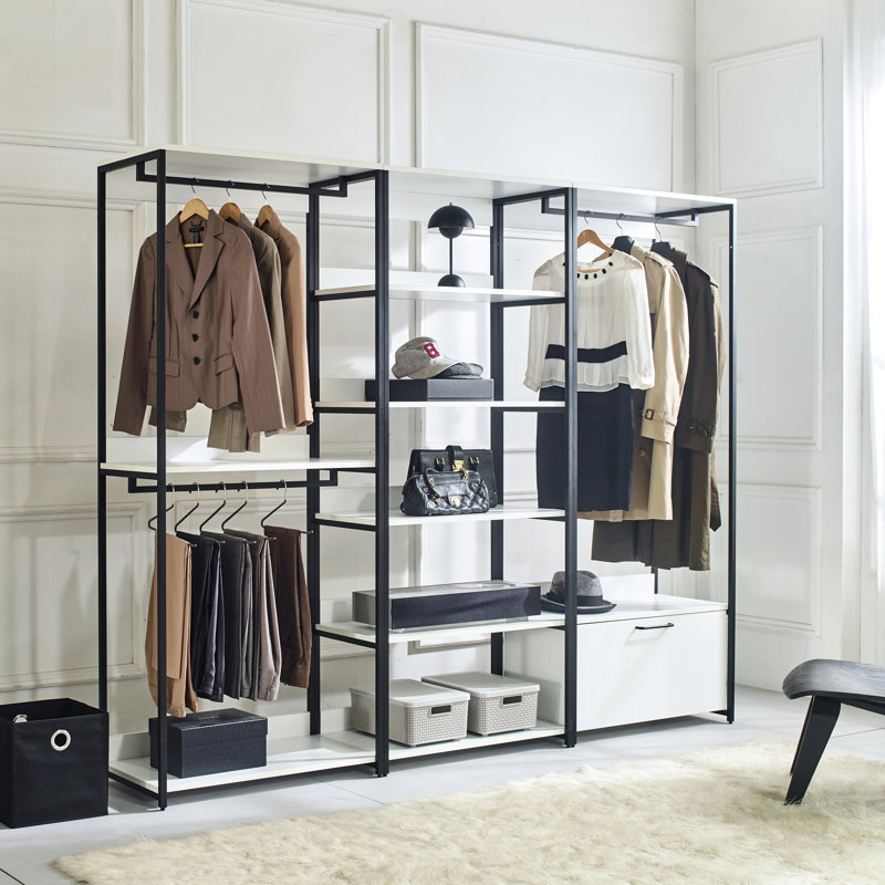 Armoire blanche - rangement à tiroirs très profonds, garde-robe en métal thermolaqué avec une pour l'endurance, l'eau et la chaleur, tableau de grade Stain Scratch E0, 2 fois plus épais, fabrication modulaire, blanc,