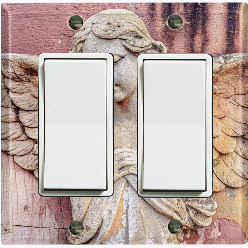 Couvercle de plaque d'interrupteur en métal; Statue de l'ange standard américain à 2 bandes GFI, # 6 Double GFI / Rocker