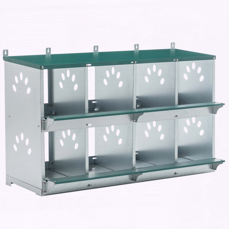 Boîte de 8 poulets en métal, H 26,38 po x l 42,72 po x P 16,34 po