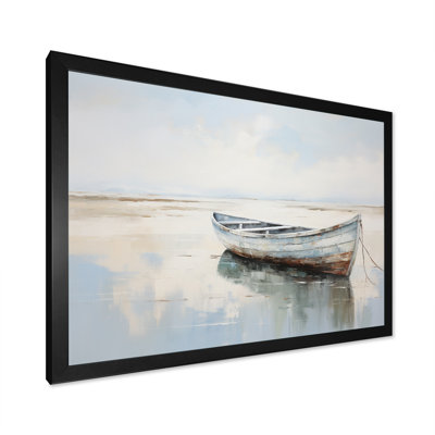 " Blue And White Small Boat At The Lake I "