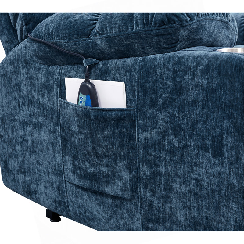 Motor Power Lift Recliner Chair  For Elderly Infinite Position Lay Flat 180° Recliner With Heat Massage, Blue