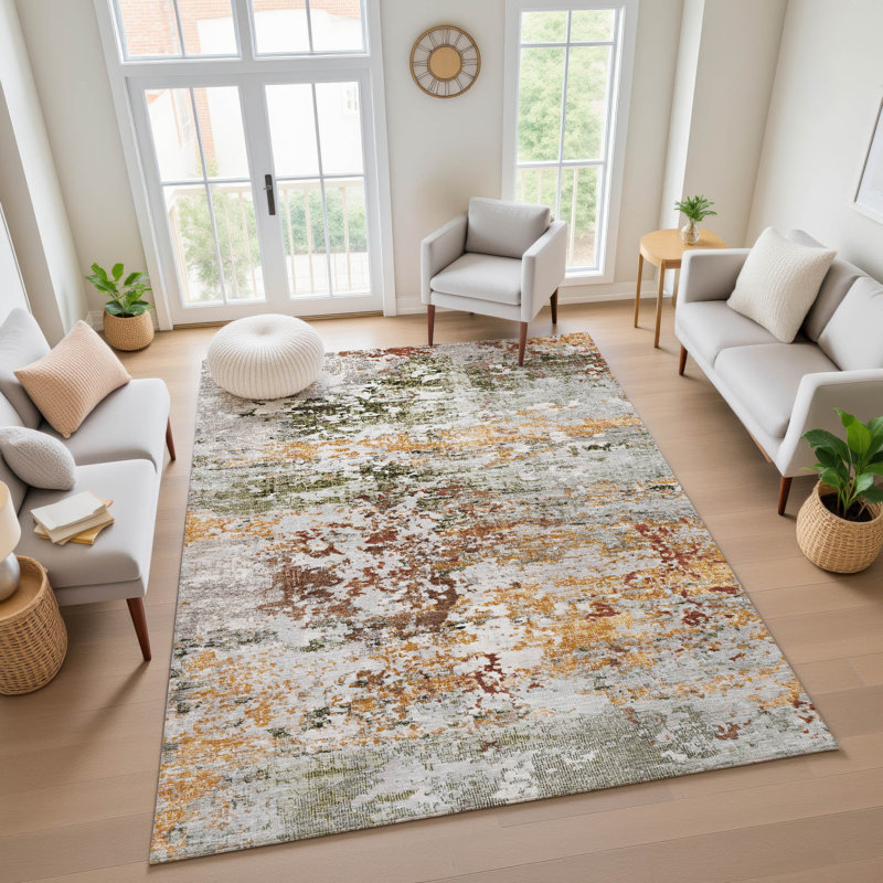 Premium Machine Washable Ashington AMF1830 Modern Rug, Rectangle 10' x 14'