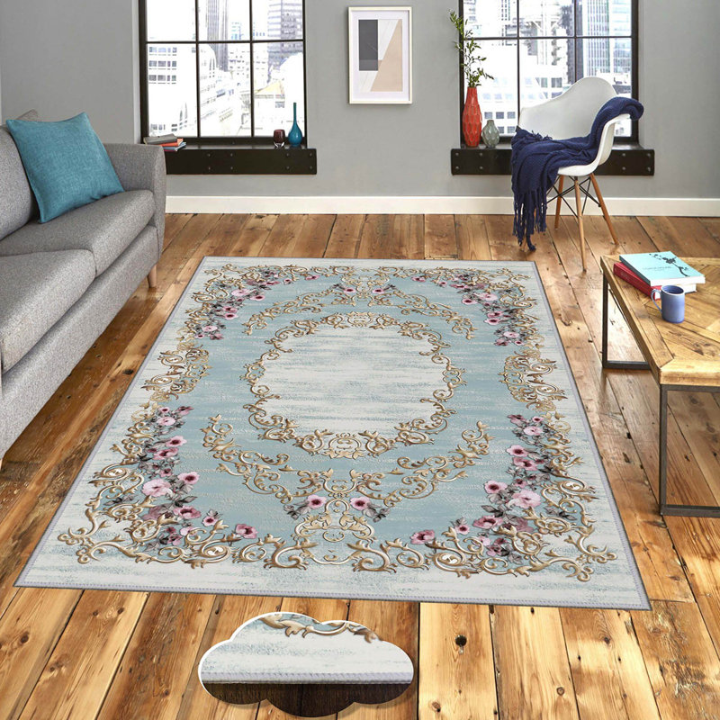Stylish Woven Carpet, 4 x 6 Feet, 100% Polyester | Antibacterial, 3D Digital Printing, Non-Slip PVC Felt Dot Underside | Machine Washable, 0.4 in Pile Height, Perfect for Living Room & Bedroom Decor