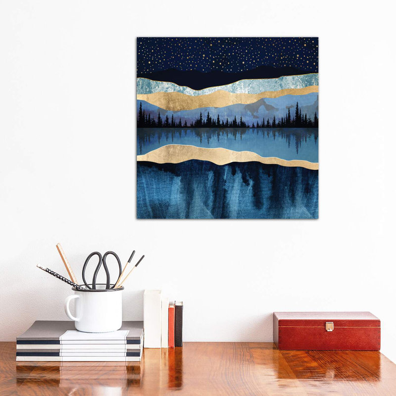 Lac de minuit - imprimé, H 18 po x l 18 po x 1,5 po, Toile tendue