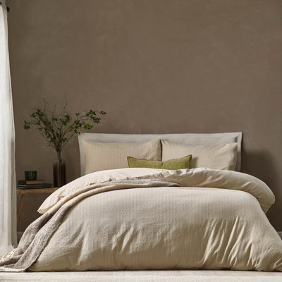 Malton Stripe Cotton Striped Duvet Cover Set with Pillowcases