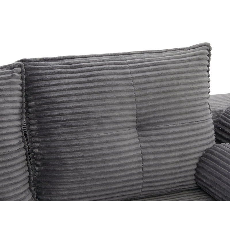 70.8'' Corduroy Sleeper Sofa, Velours côtelé gris