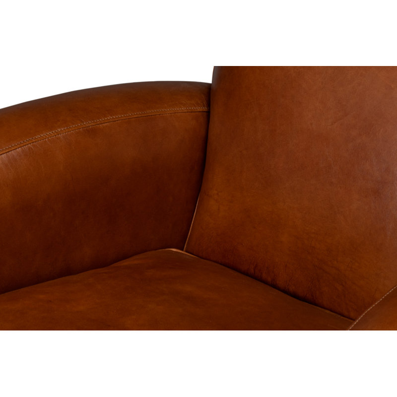 The Taft Swivel Club Chair, Brown Genuine Leather