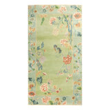Rug & Kilim’S Chinese Art Deco Style Rug In Green And Blue With Floral Patterns