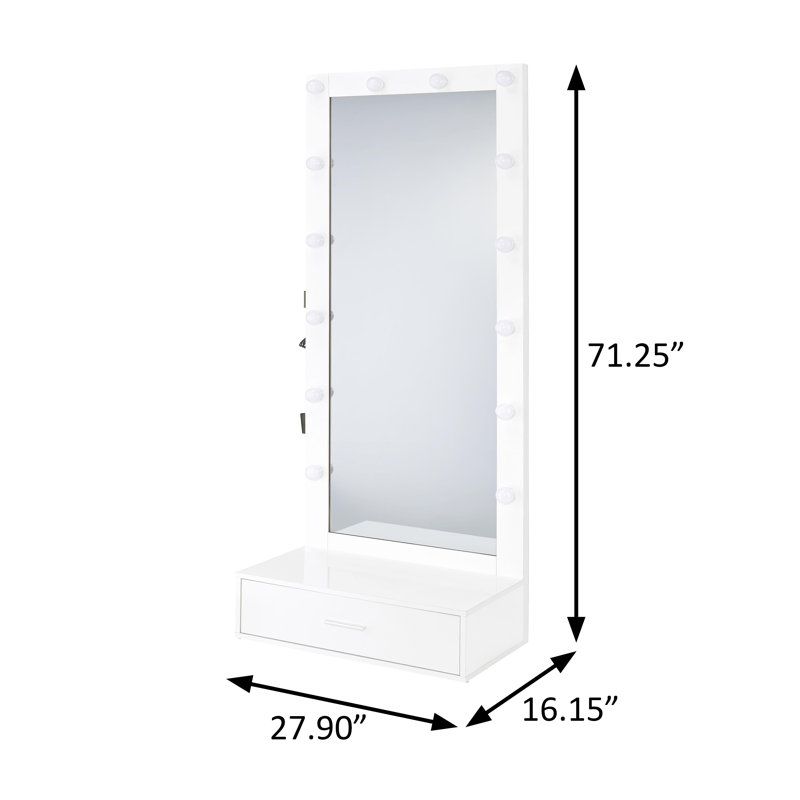 Miroir de plancher l 27,90 po, Blanc ultrabrillant